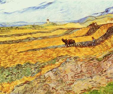 Vincent Van Gogh Enclosed Field With Ploughman oil painting image